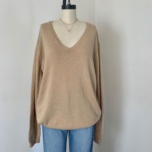 Brandy Melville tan vneck wool blend sweater NWT